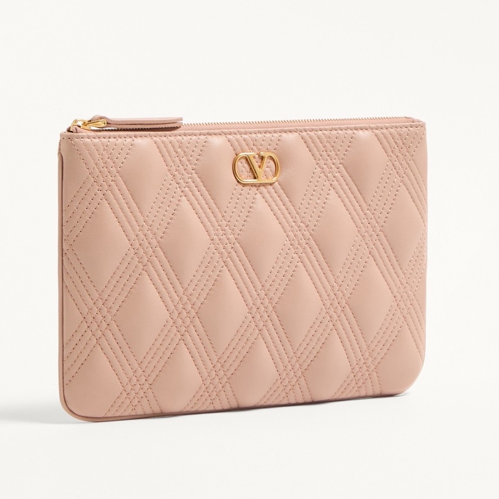 Valentino Garavani Pink Quilted Pouch Napa Leather - Picture 1 of 6
